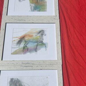Watercolor horse paintings signed by Luke Lube